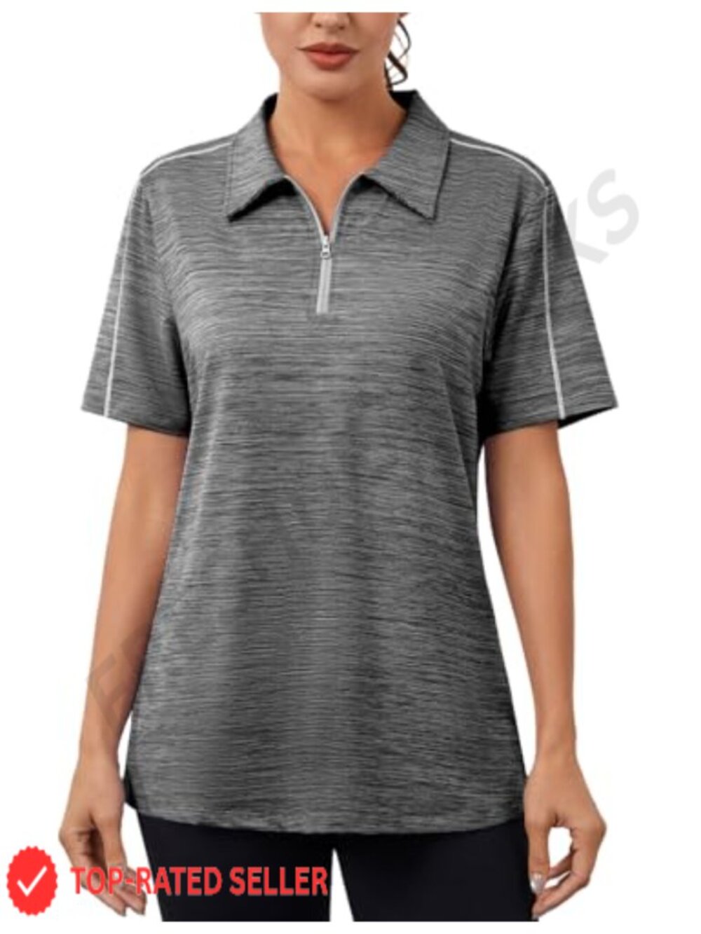 Women's Quarter Zip Golf Polo Shirt Quick Dry Short Sleeve Athletic Top